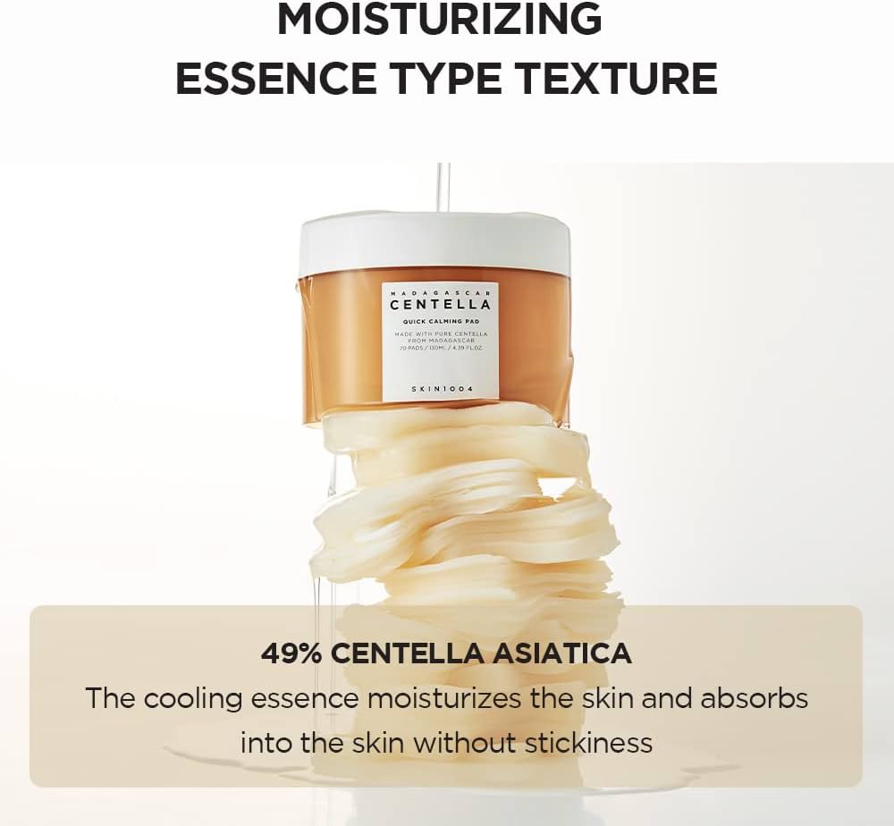 CENTELLA - SKIN1004 Madagascar Centella Quick Calming Pad 70 Pads 130ml - Quick Soothing Effect for Sensitive Skin - Skinova