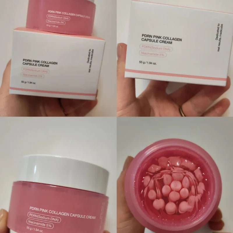 Korean PDRN Pink Collagen Capsule Cream with Niacinamide Cream for Uneven Skin Tone Lightweight Face Moisturizer Non Greasy care - Skinova