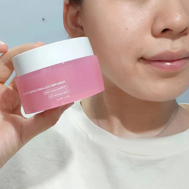 Korean PDRN Pink Collagen Capsule Cream with Niacinamide Cream for Uneven Skin Tone Lightweight Face Moisturizer Non Greasy care - Skinova