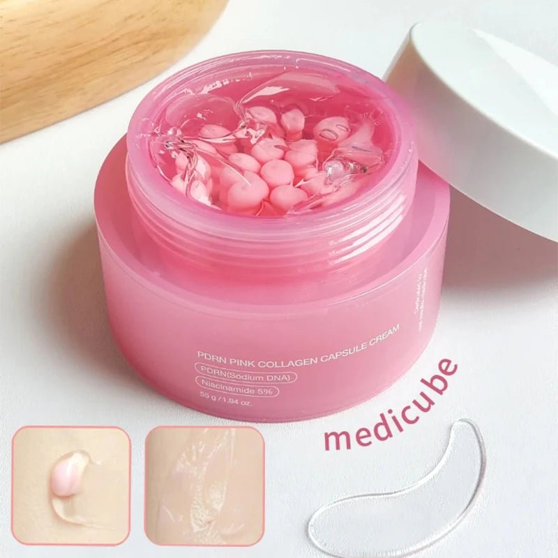 Korean PDRN Pink Collagen Capsule Cream with Niacinamide Cream for Uneven Skin Tone Lightweight Face Moisturizer Non Greasy care - Skinova